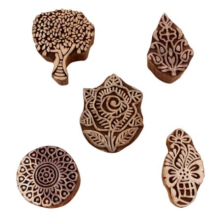 Set of 5 Piece New Mix Wooden Printing Blocks